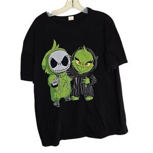 Baby Grinch Jack Skellington Indie Novelty Graphic Tee Dark Christmas Men XL